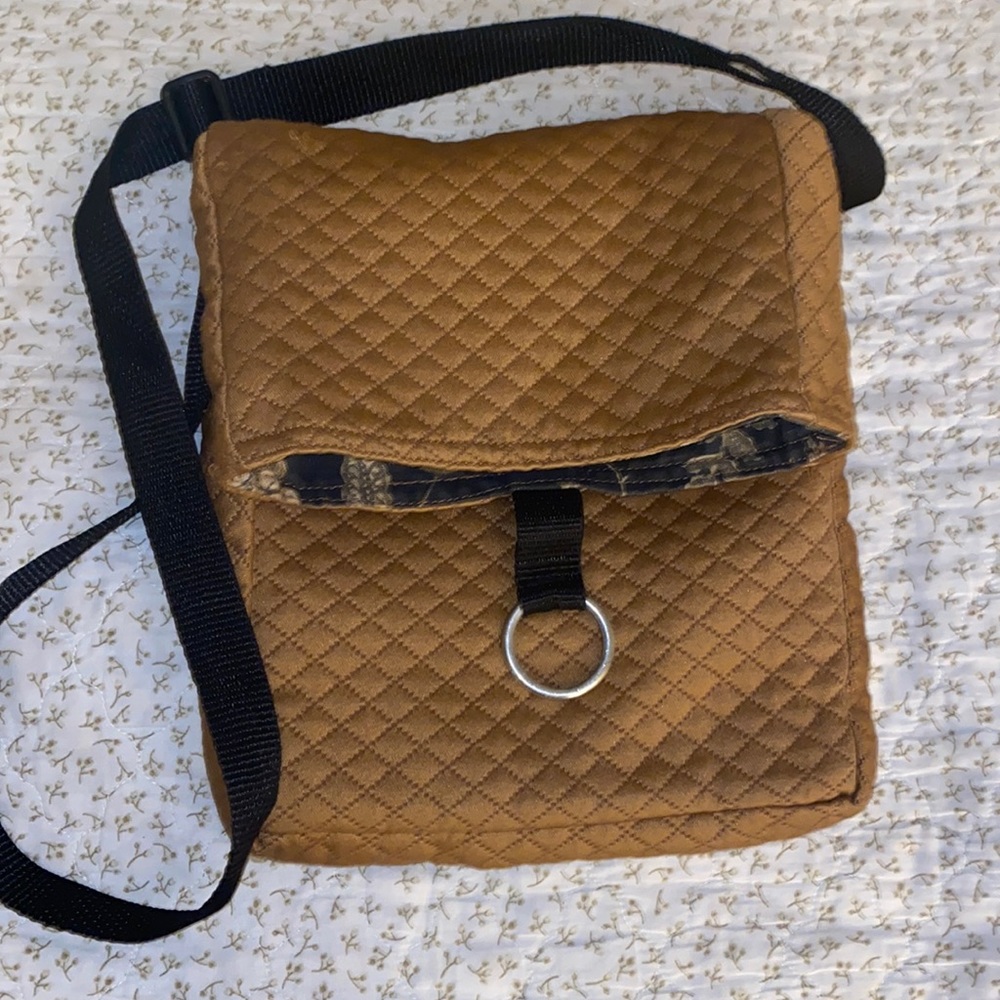 Kindred Spirit Style Boho Foldover Quilted Bronze Crossbody Sling Bag (A)